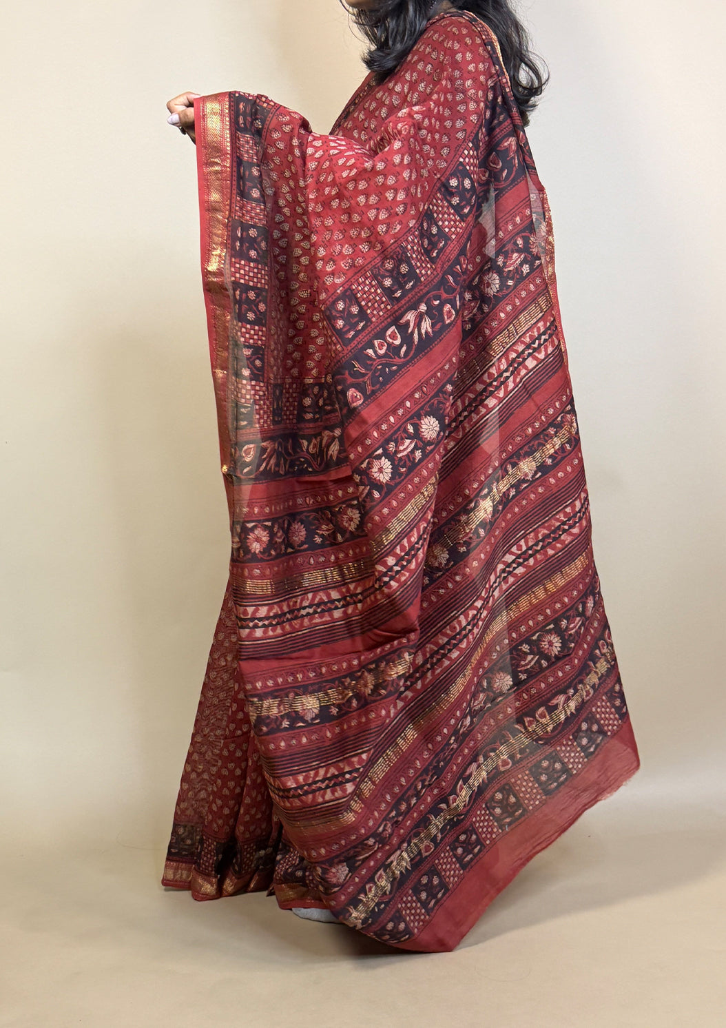 Maheshwari Silk Handblock Printed Saree
