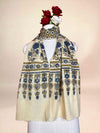 Off White Ajrakh Handblock Printed  Cotton Stoles