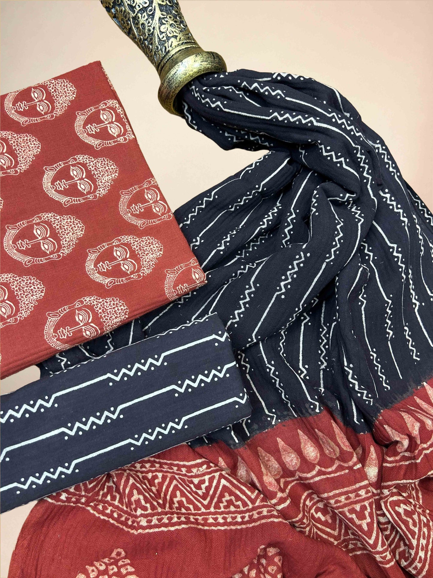 Multicolor Pasmina Handblock Printed Cotton Suit Set | Teractta