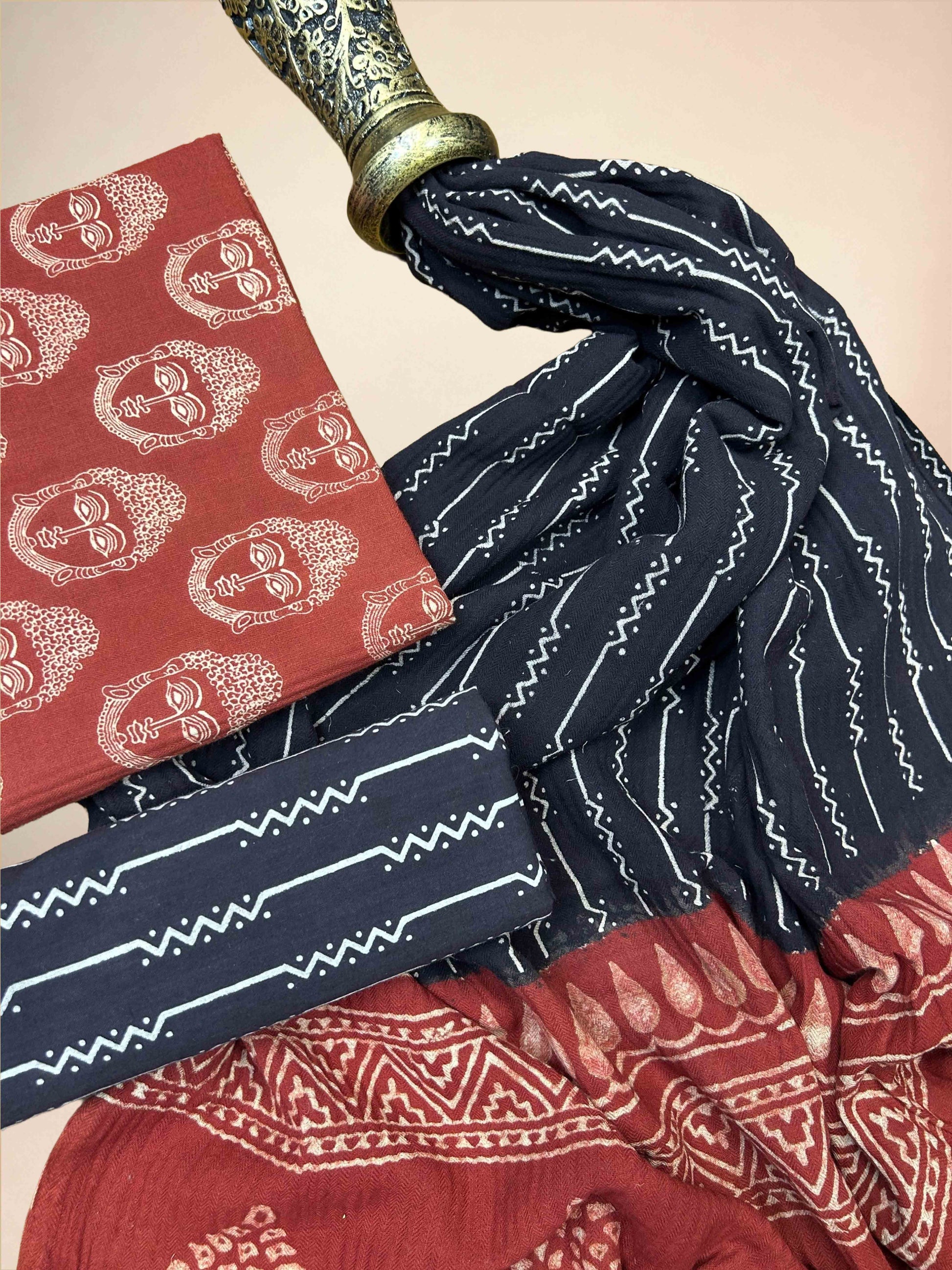 Multicolor Pasmina Handblock Printed Cotton Suit Set | Teractta