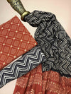 Multicolor Pasmina Handblock Printed Cotton Suit Set | Teracotta