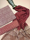 Multicolor Pasmina Handblock Printed Cotton Suit Set | Rustic Maoon