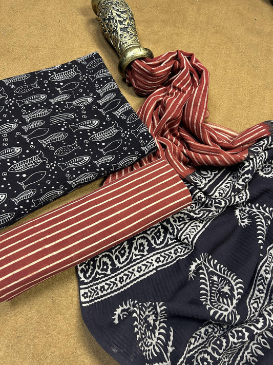 Pashmina Handblock Printed Suit Set
