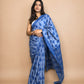 Pastel Poetry Handblock Printed Cotton Saree Blue