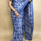 Pastel Poetry Handblock Printed Cotton Saree Blue