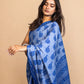 Pastel Poetry Handblock Printed Cotton Saree Blue