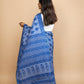 Pastel Poetry Handblock Printed Cotton Saree Blue