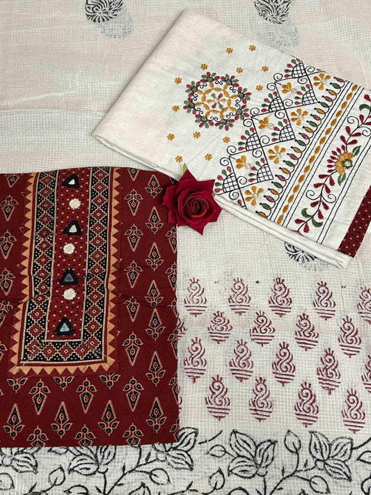 Maroon Patchwork Three-Piece Suits