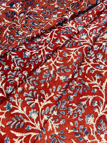Brick Red Fakira Print Hand Block Printed Fabric