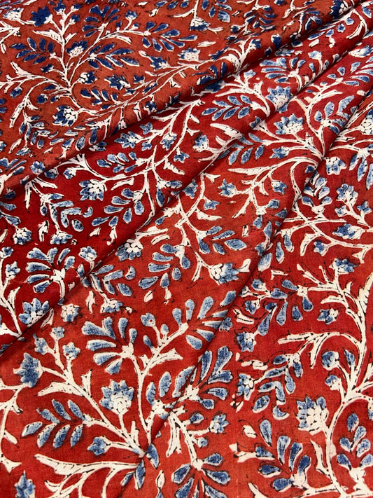 Brick Red Fakira Print Hand Block Printed Fabric