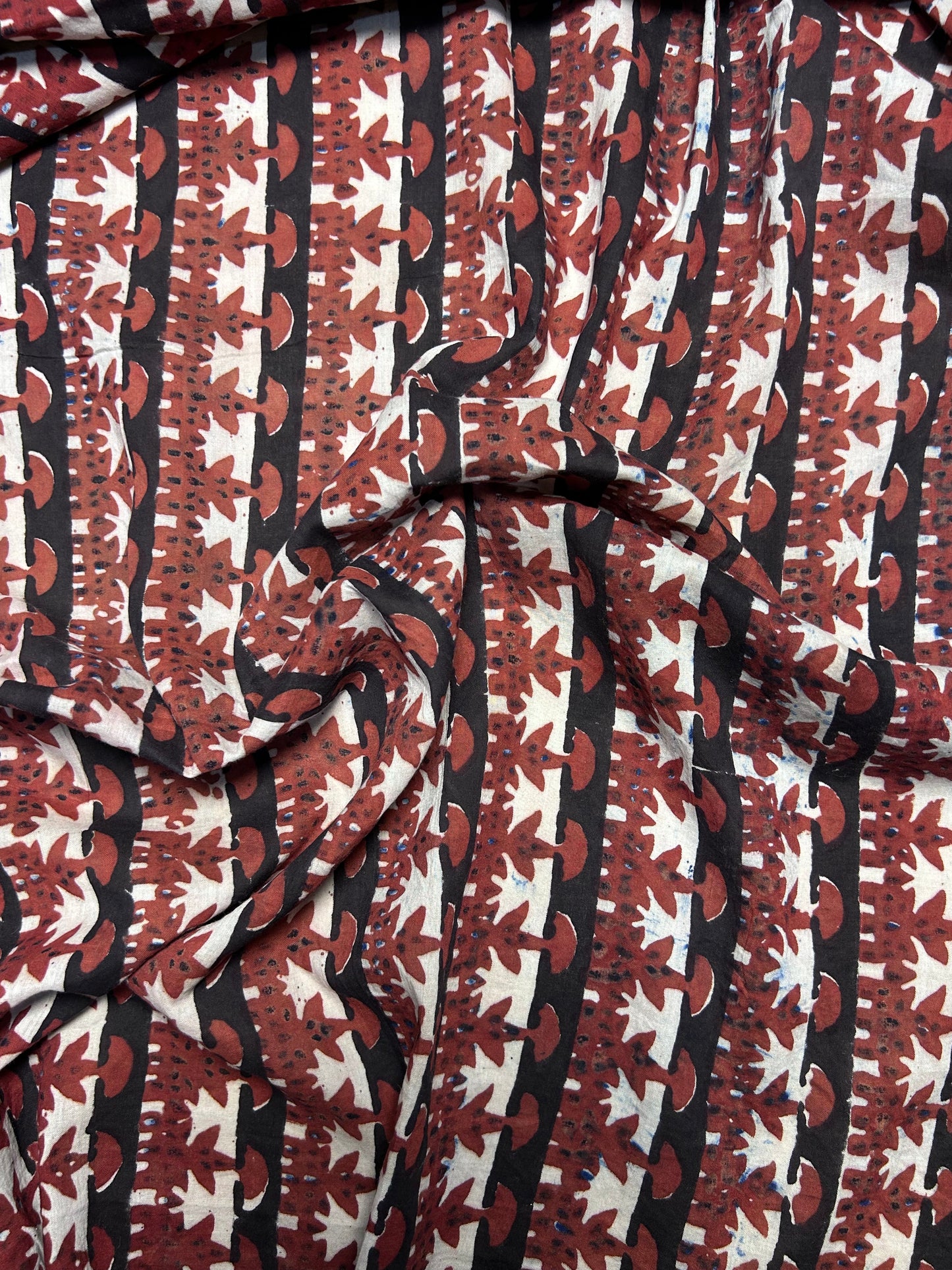 Brick Red Fakira Print Hand Block Printed Fabric