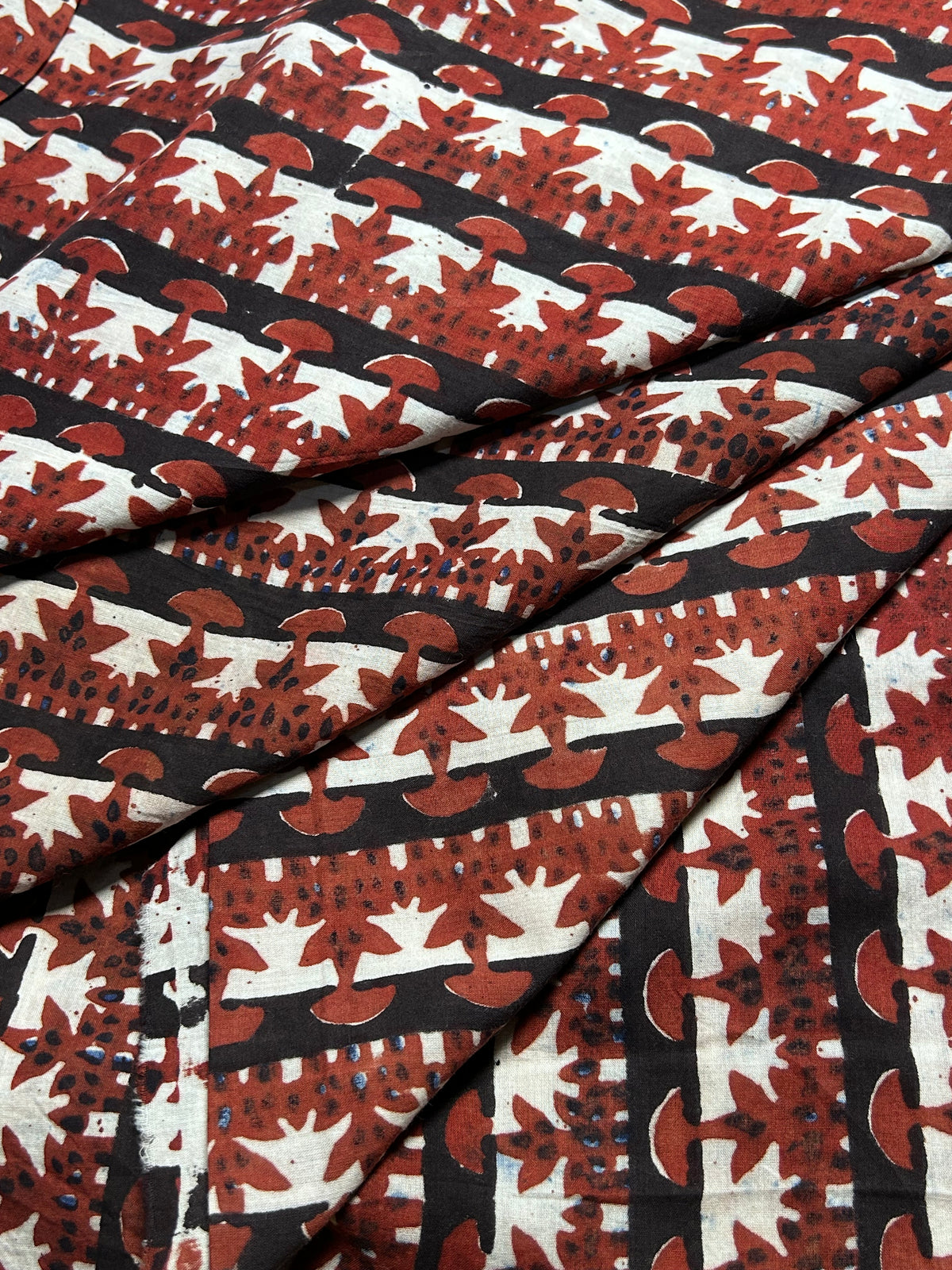Brick Red Fakira Print Hand Block Printed Fabric