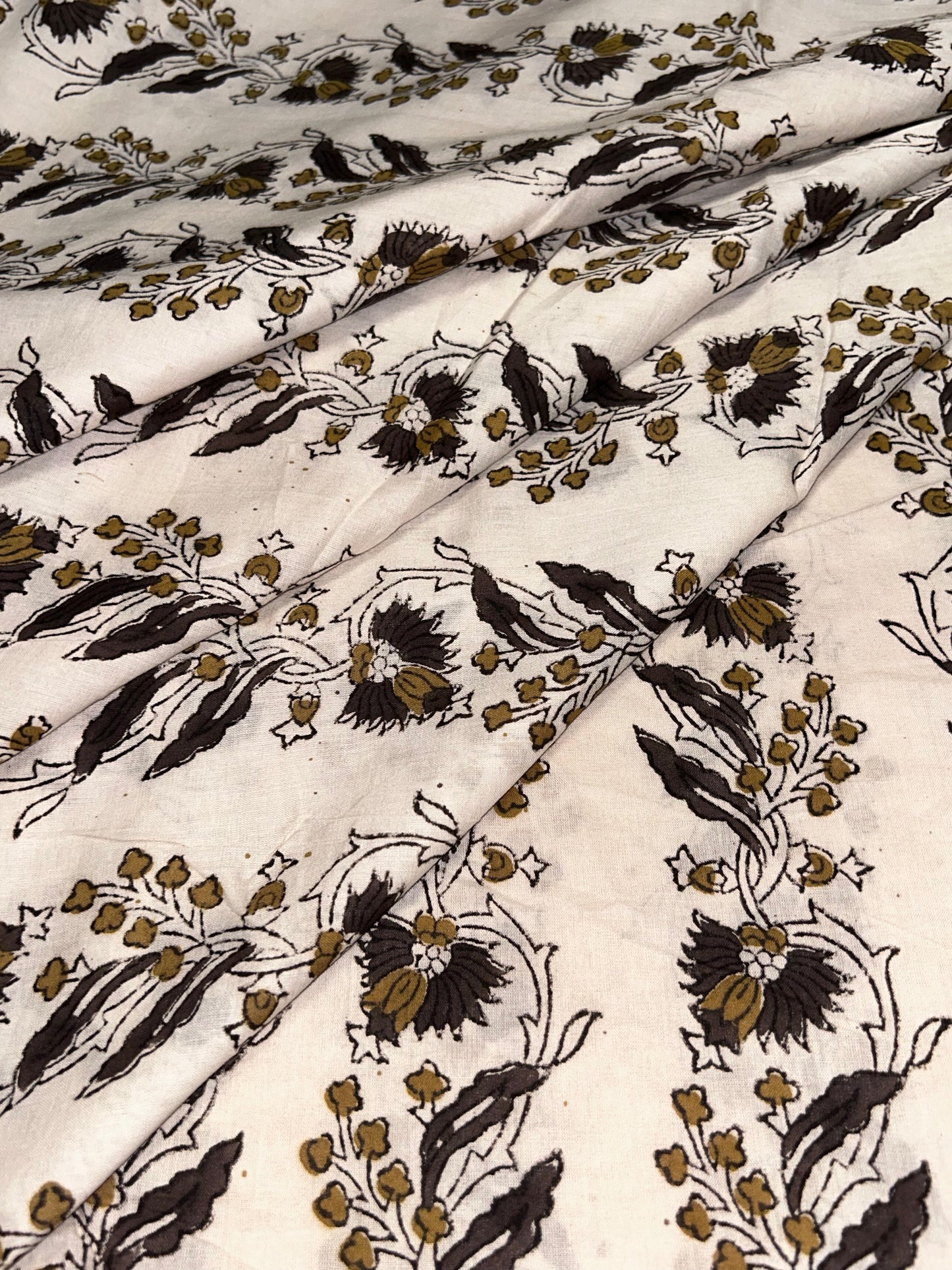 Off White Fakira Print Hand Block Printed Fabric