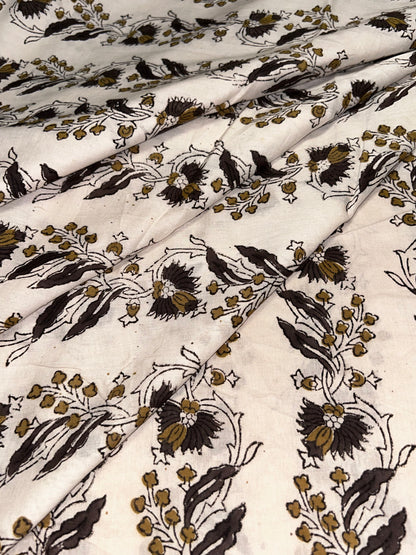 Off White Fakira Print Hand Block Printed Fabric