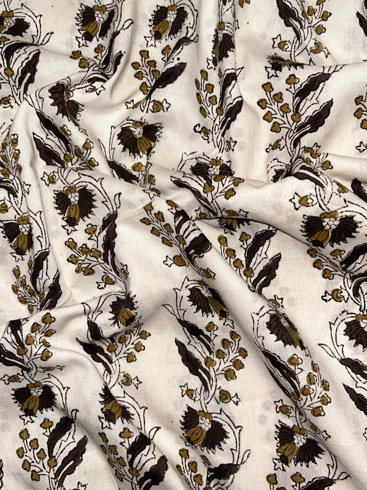 Off White Fakira Print Hand Block Printed Fabric