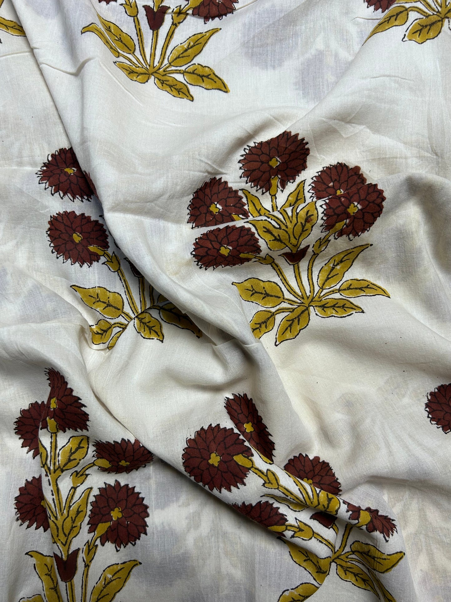 Off White Fakira Print Hand Block Printed Fabric