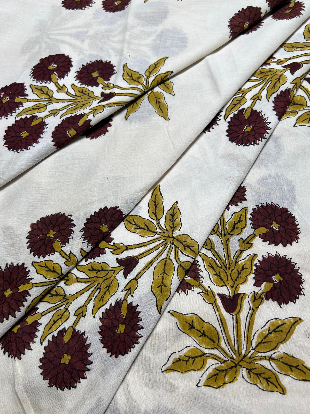 Off White Fakira Print Hand Block Printed Fabric