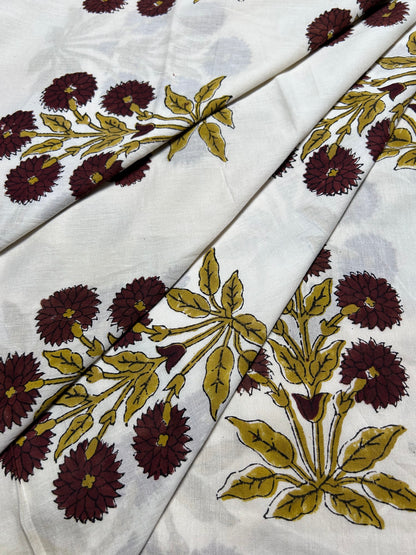 Off White Fakira Print Hand Block Printed Fabric