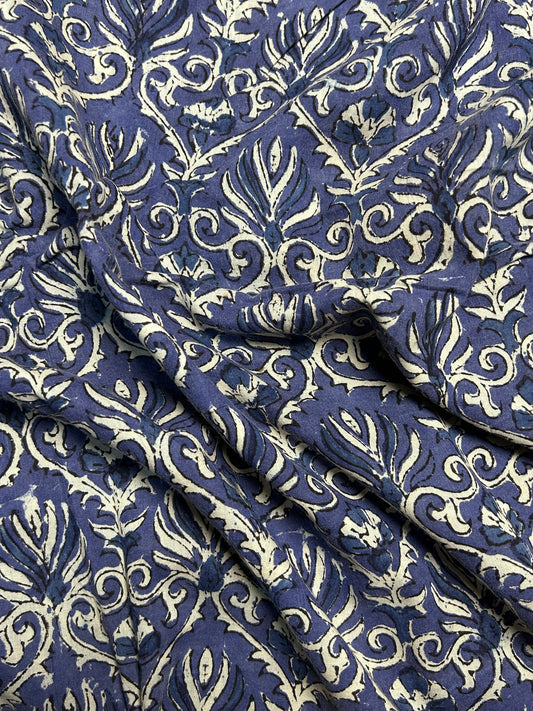 Blue Fakira Print Hand Block Printed Fabric