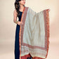 Multicolor Saudagiri Chanderi Handblock Printed Dupatta | Terracotta Red