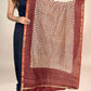 Multicolor Saudagiri Chanderi Handblock Printed Dupatta | Rust Red