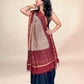 Multicolor Saudagiri Chanderi Handblock Printed Dupatta | Rust Red