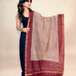 Multicolor Saudagiri Chanderi Handblock Printed Dupatta | Ruby Red