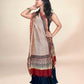 Multicolor Saudagiri Chanderi Handblock Printed Dupatta | Rust Red
