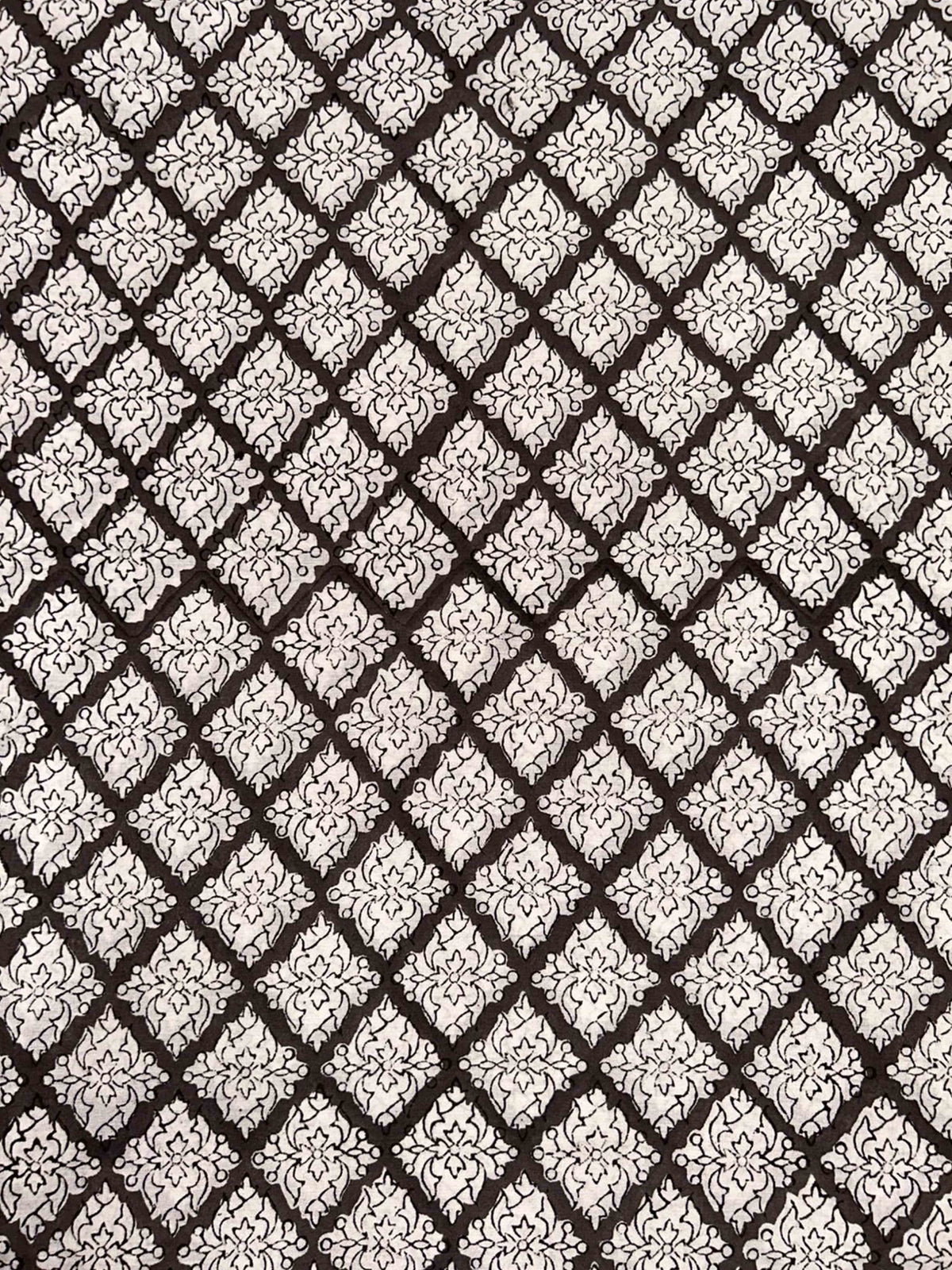 Charcoal Saudagiri Mul Hand Block Printed Fabric