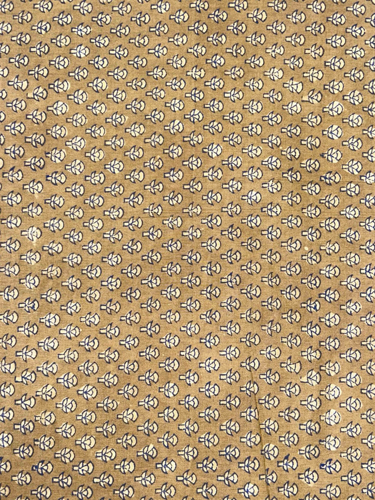 Camel Saudagiri Mul Hand Block Printed Fabric