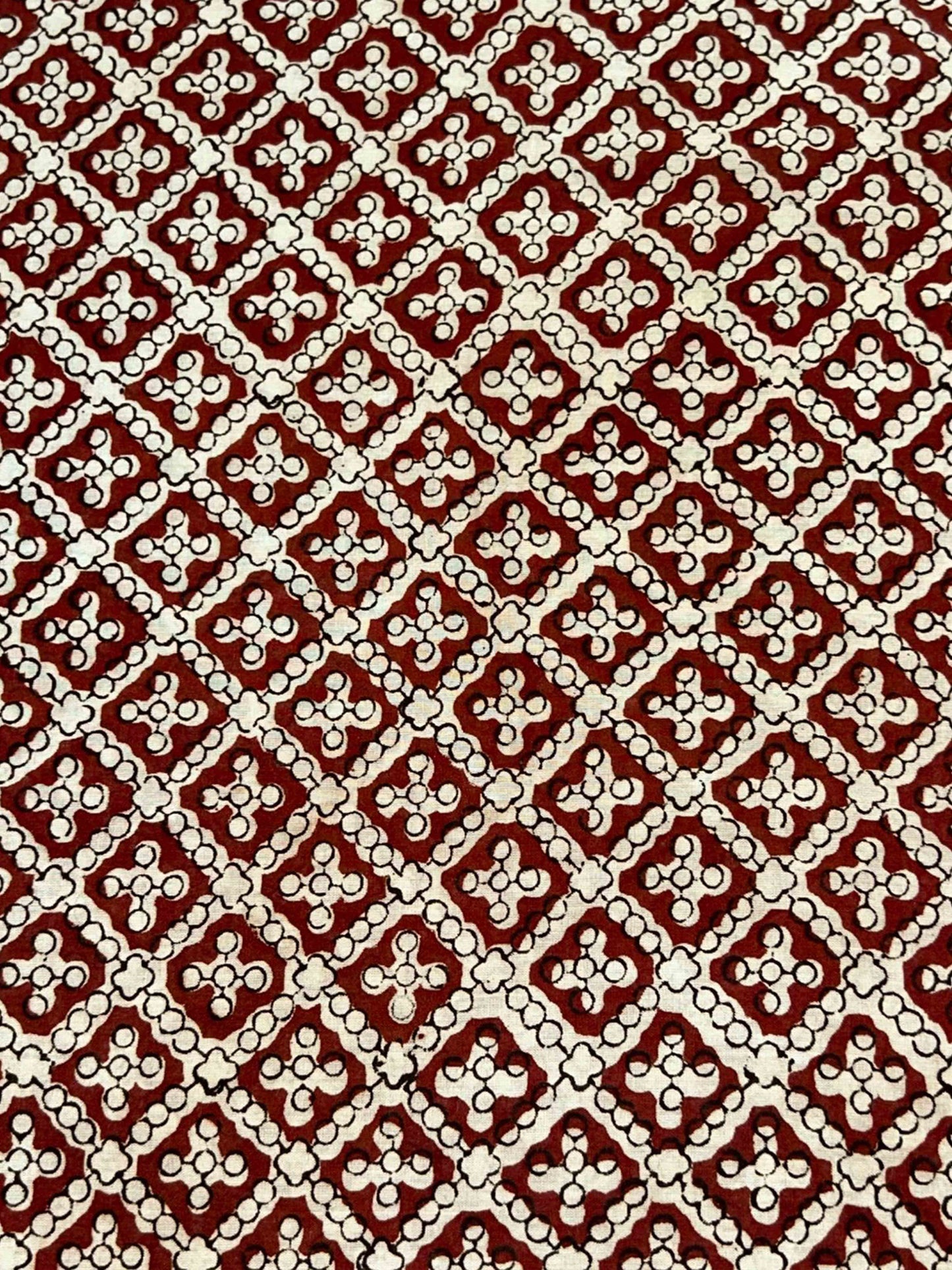 Maroon Saudagiri Mul Hand Block Printed Fabric