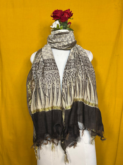 Saudagiri Chanderi Handblock Printed Dupatta