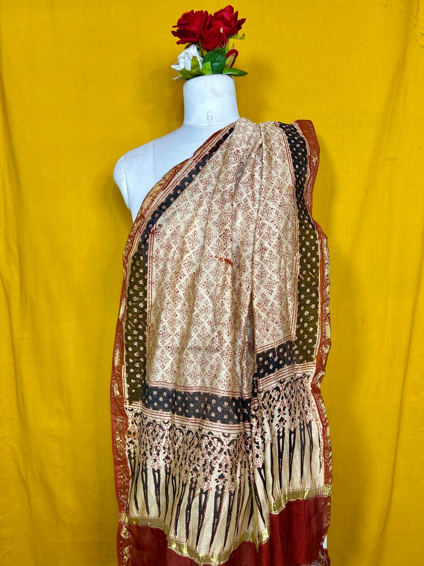 Saudagiri Chanderi Handblock Printed Dupatta