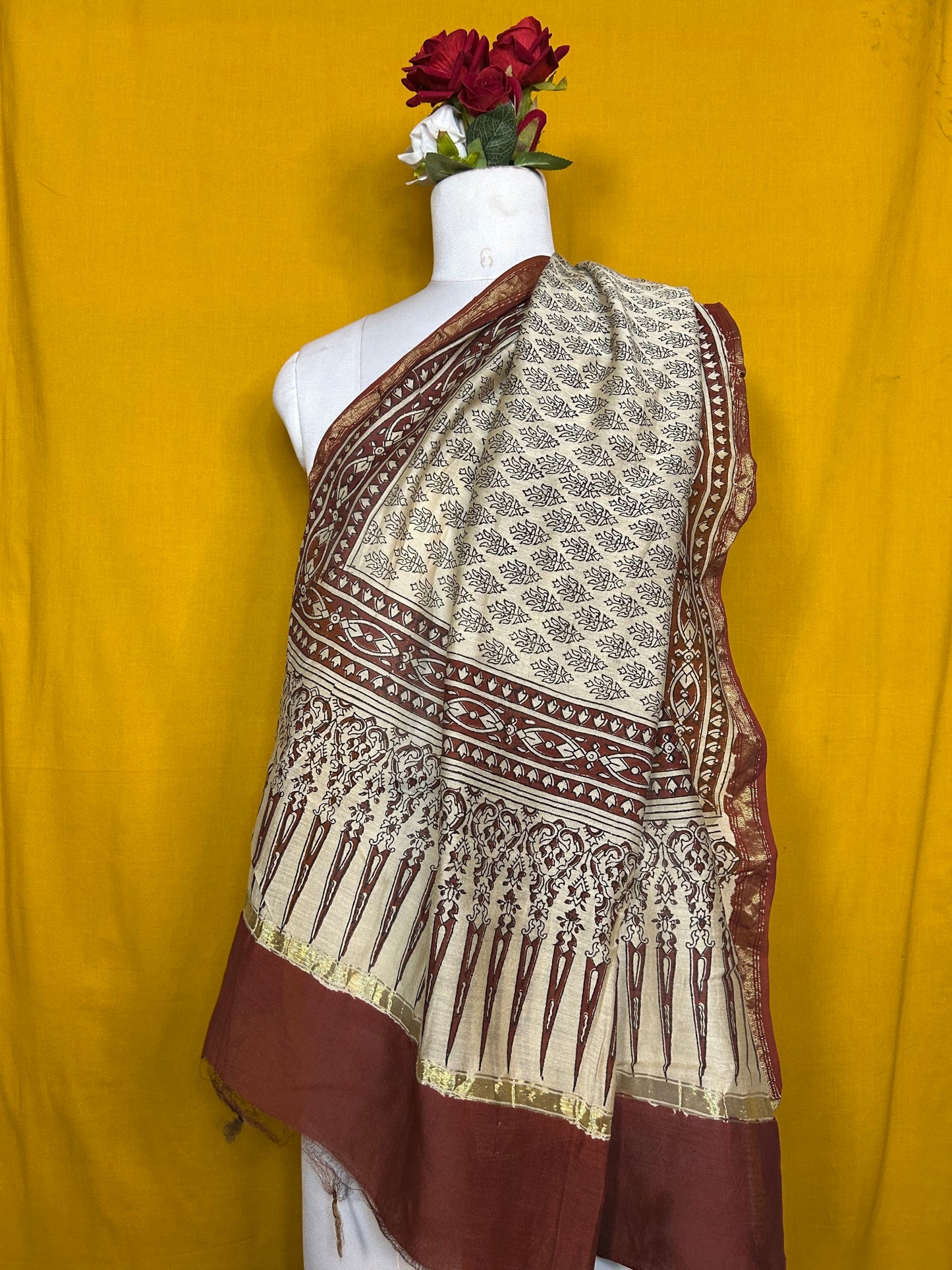 Saudagiri Chanderi Handblock Printed Dupatta