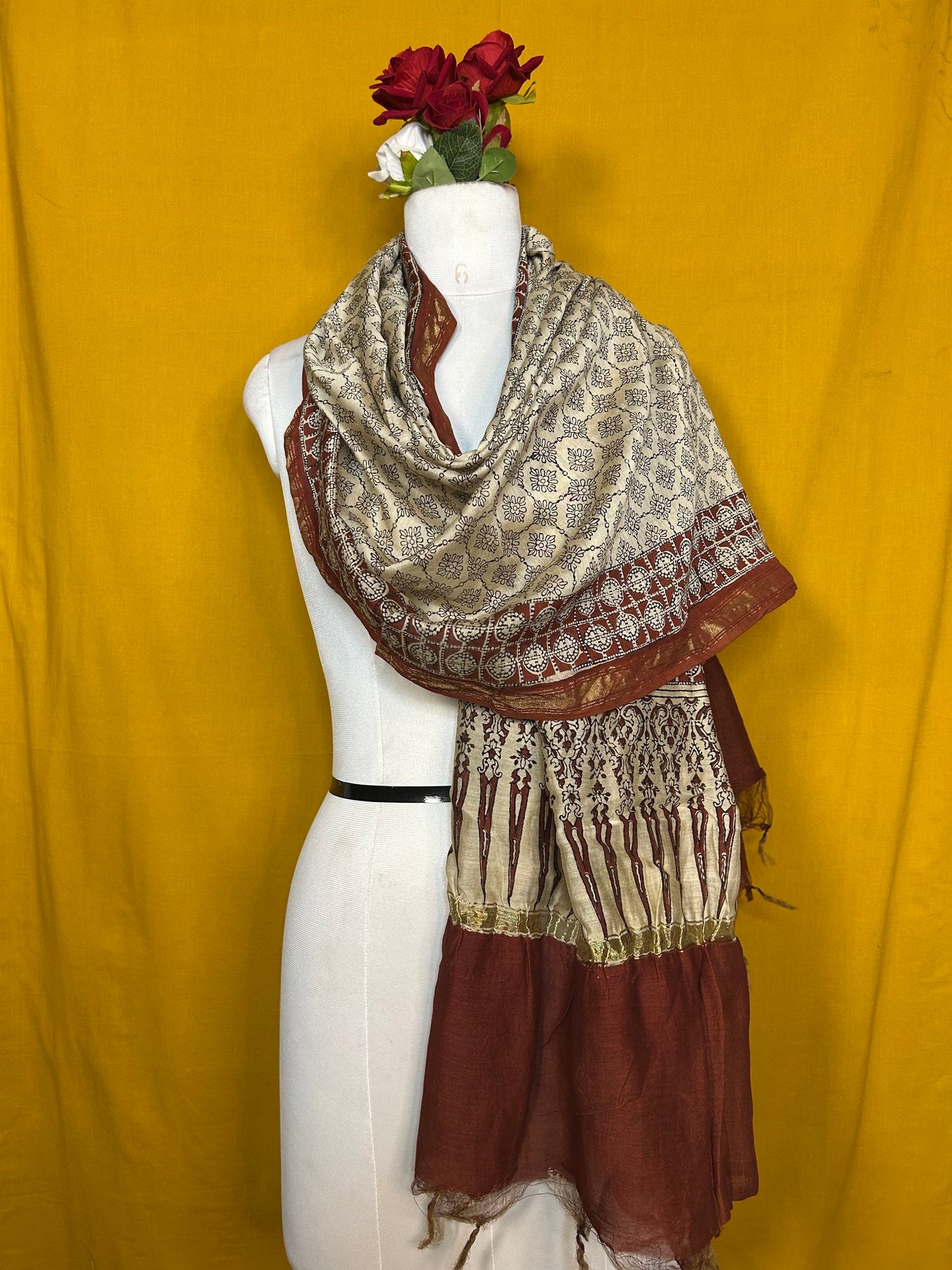 Saudagiri Chanderi Handblock Printed Dupatta