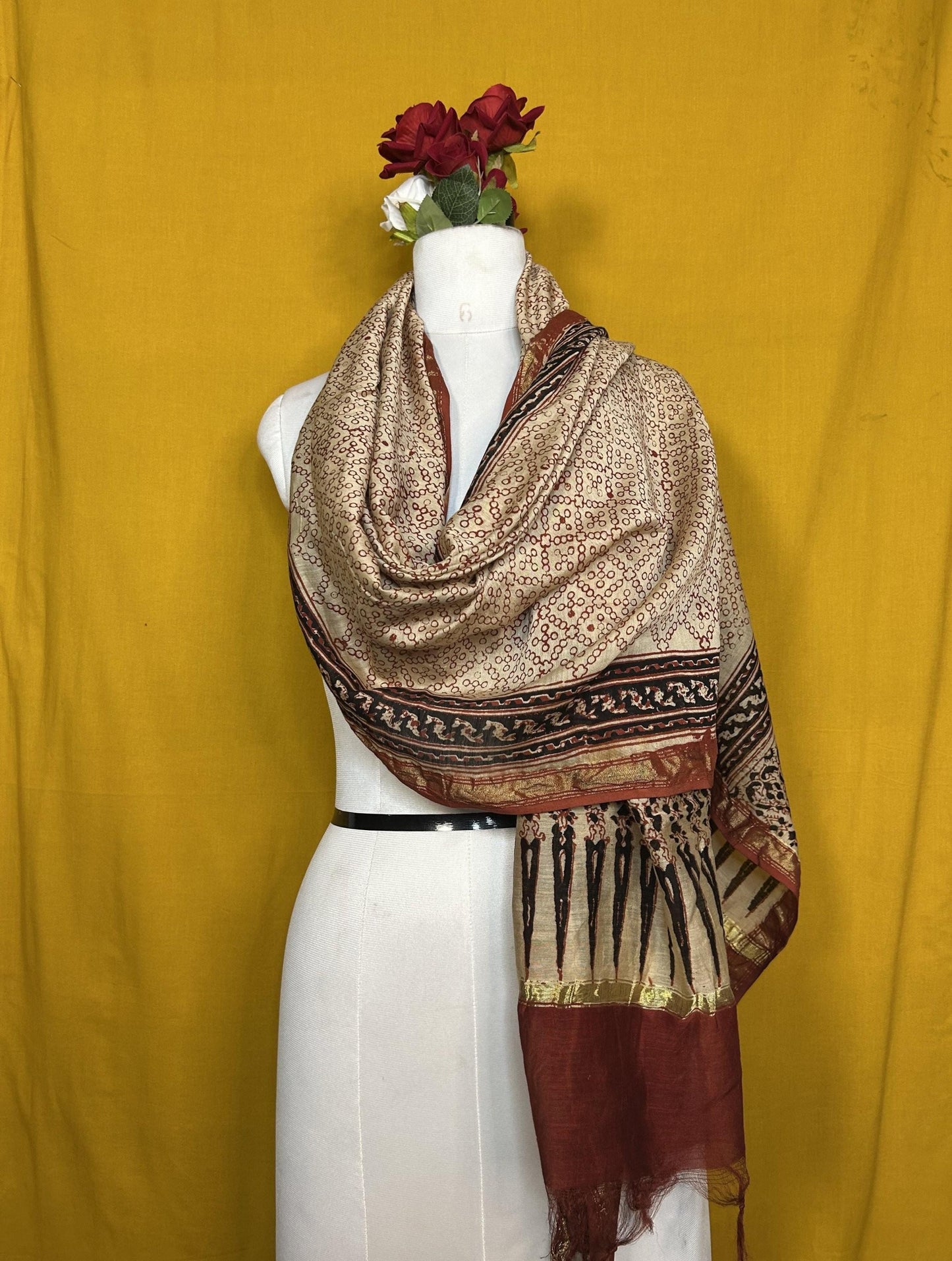 Saudagiri Chanderi Handblock Printed Dupatta