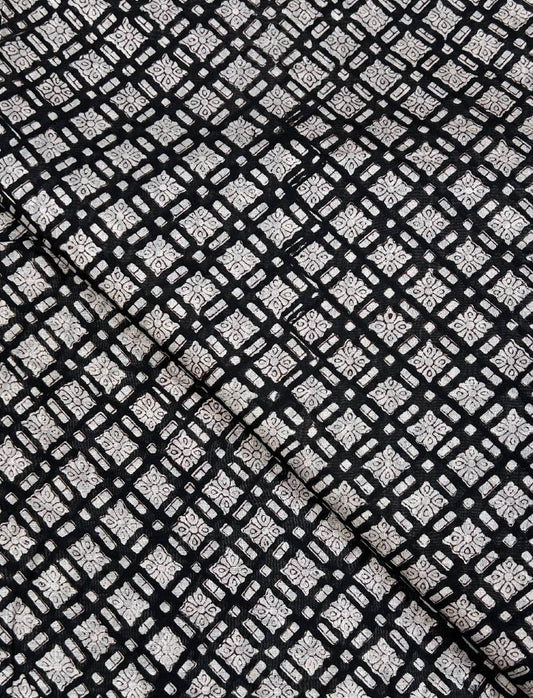 Saudagiri Print Chanderi Fabric Black