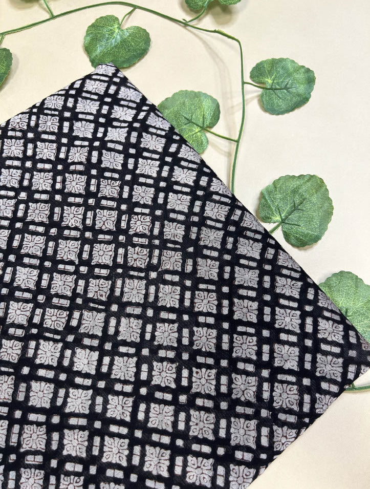 Saudagiri Print Chanderi Fabric Black