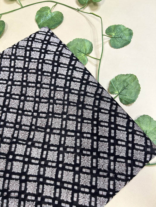 Saudagiri Print Chanderi Fabric Black