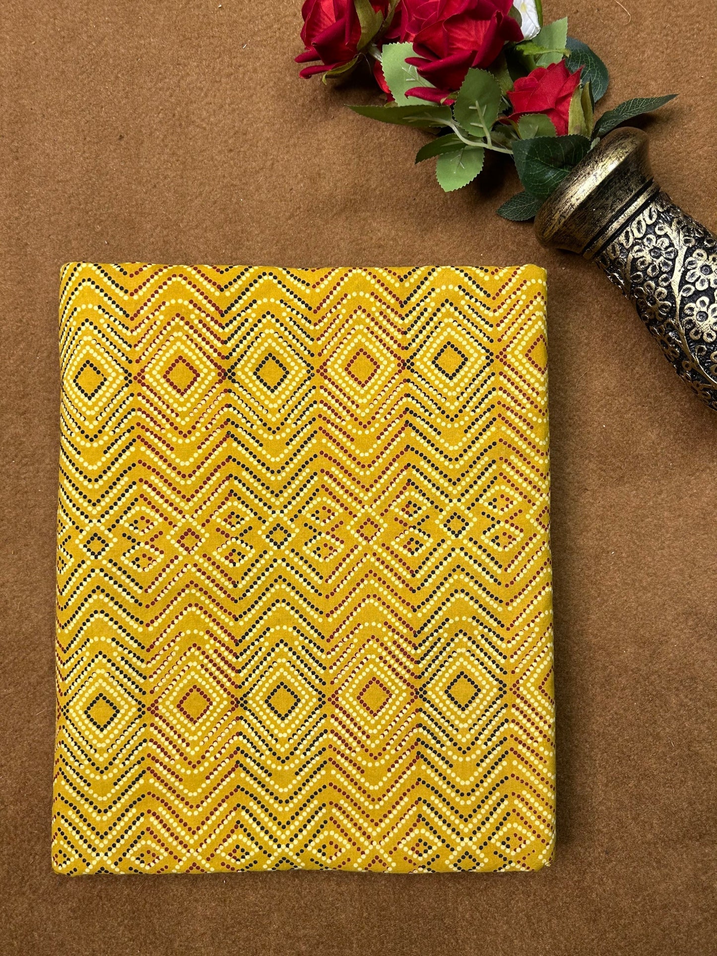 Semi Natural Hand-Block Printed Fabric