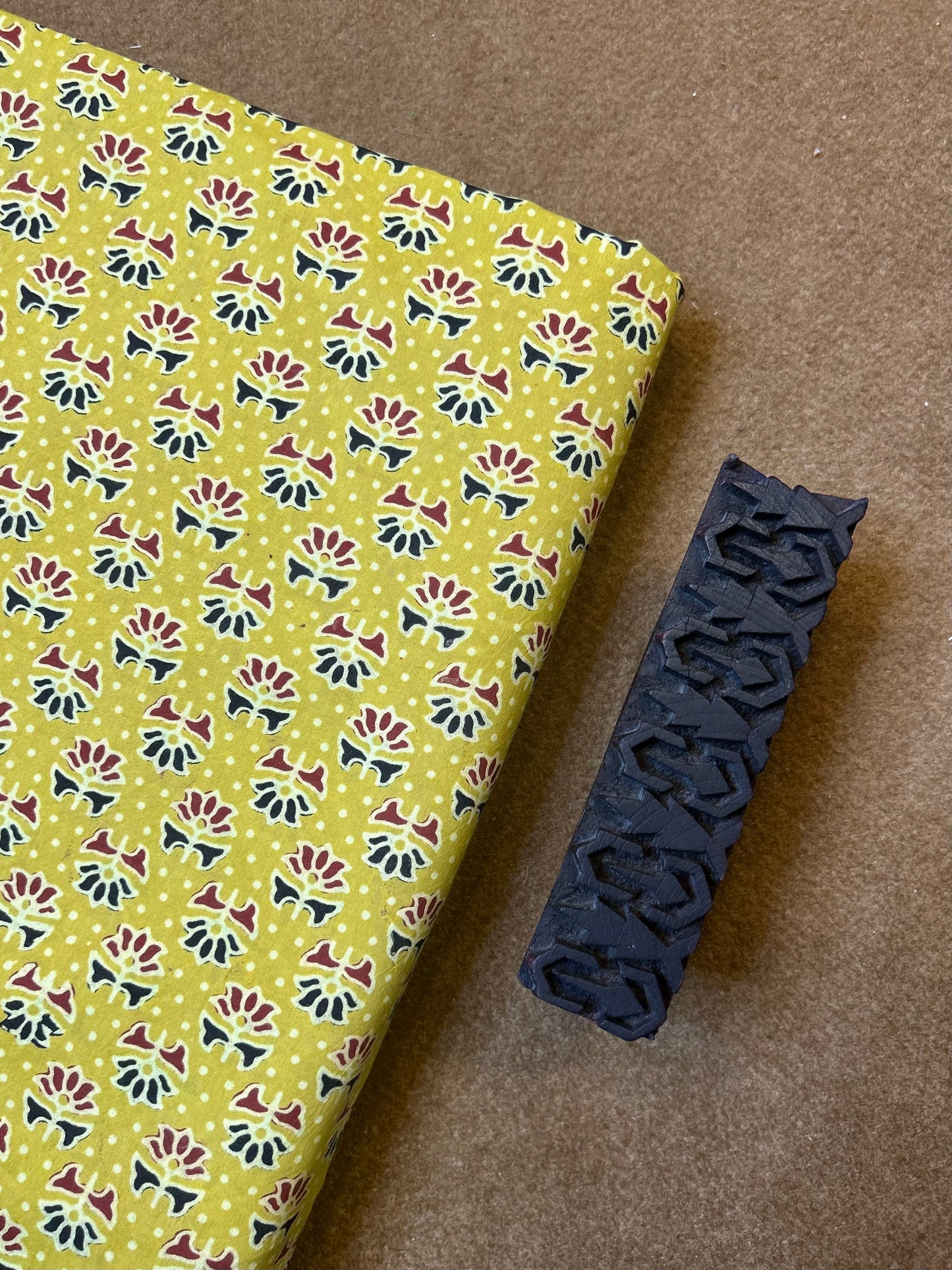 Semi Natural Hand-Block Printed Fabric