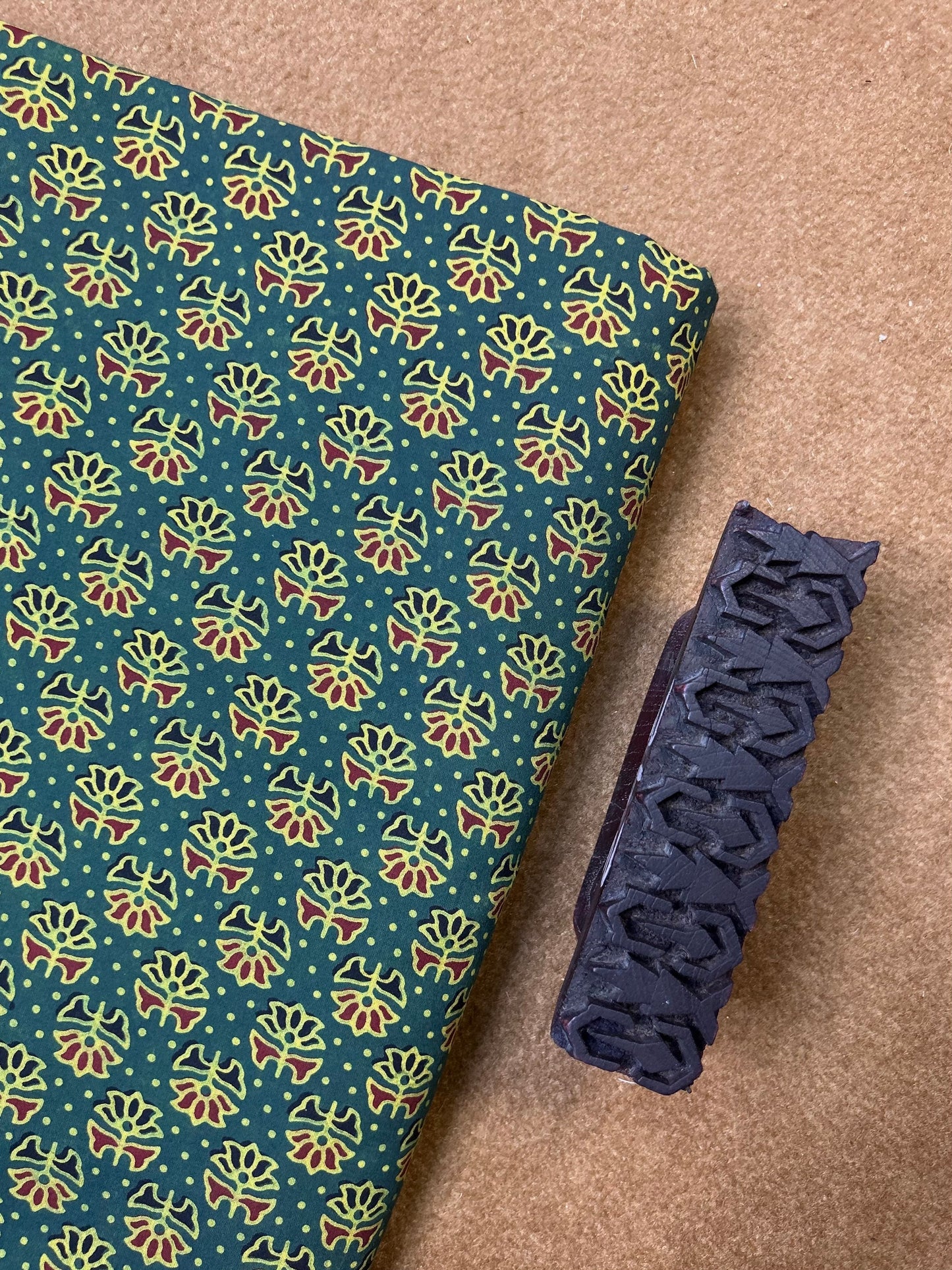 Semi Natural Hand-Block Printed Fabric