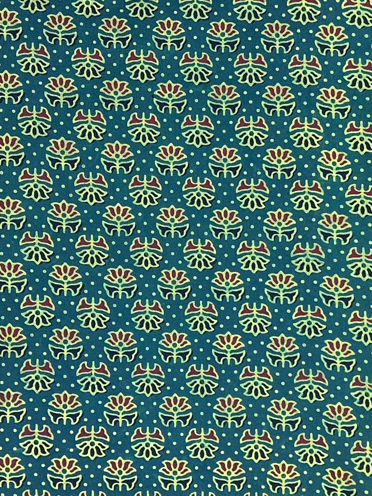 Semi Natural Hand-Block Printed Fabric