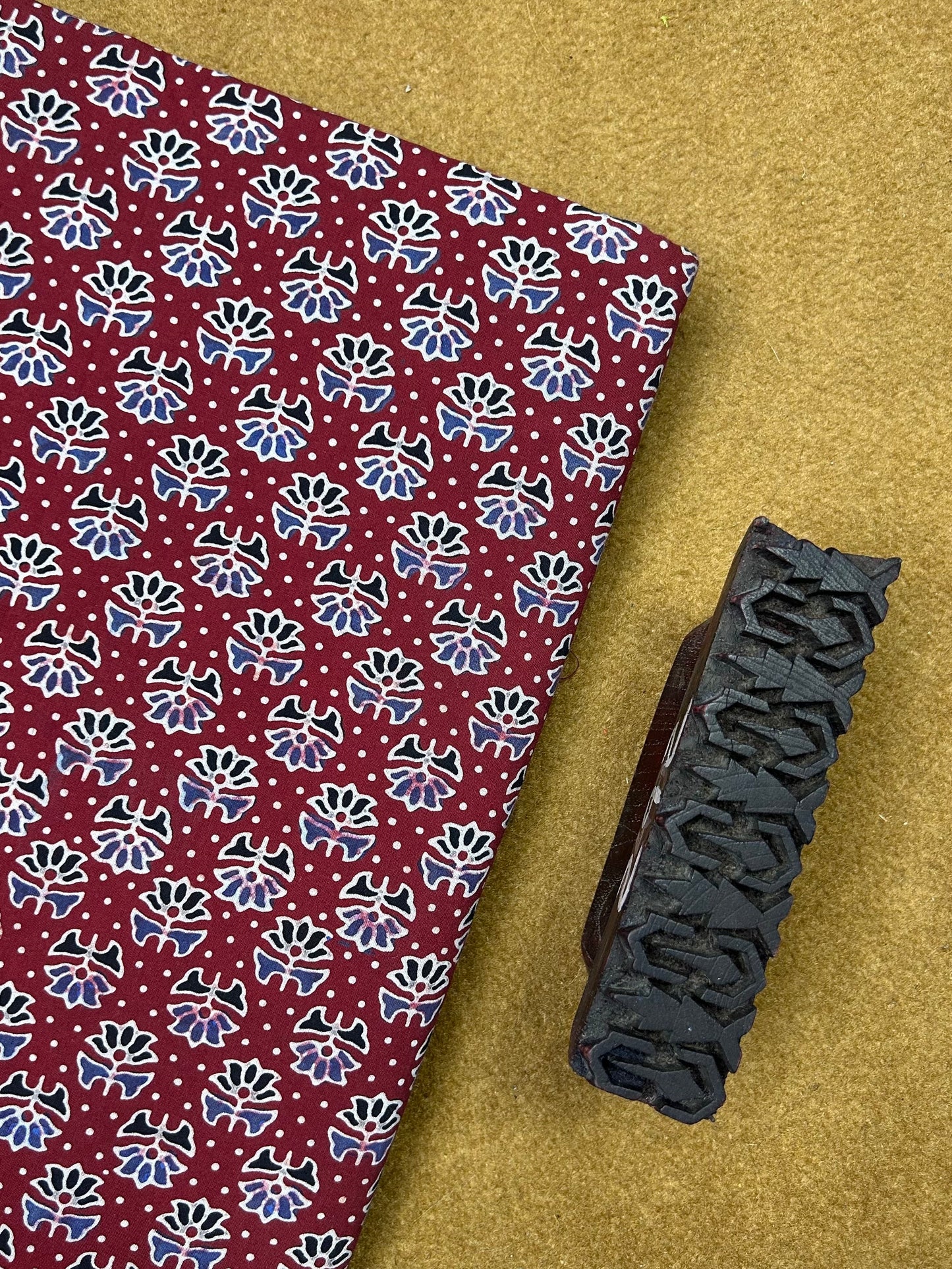 Semi Natural Hand-Block Printed Fabric