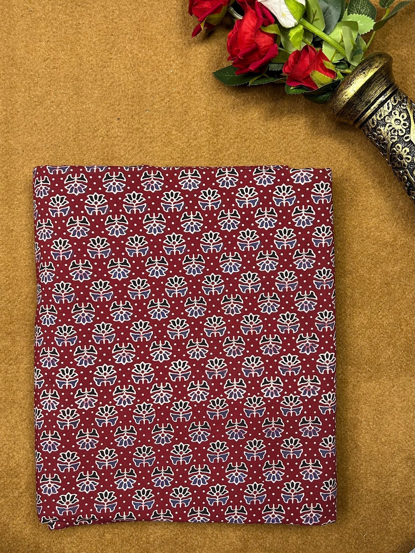 Semi Natural Hand-Block Printed Fabric
