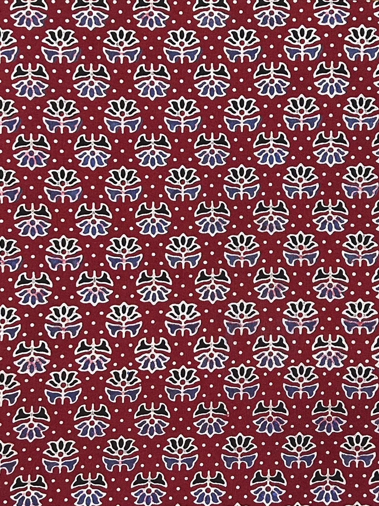 Semi Natural Hand-Block Printed Fabric