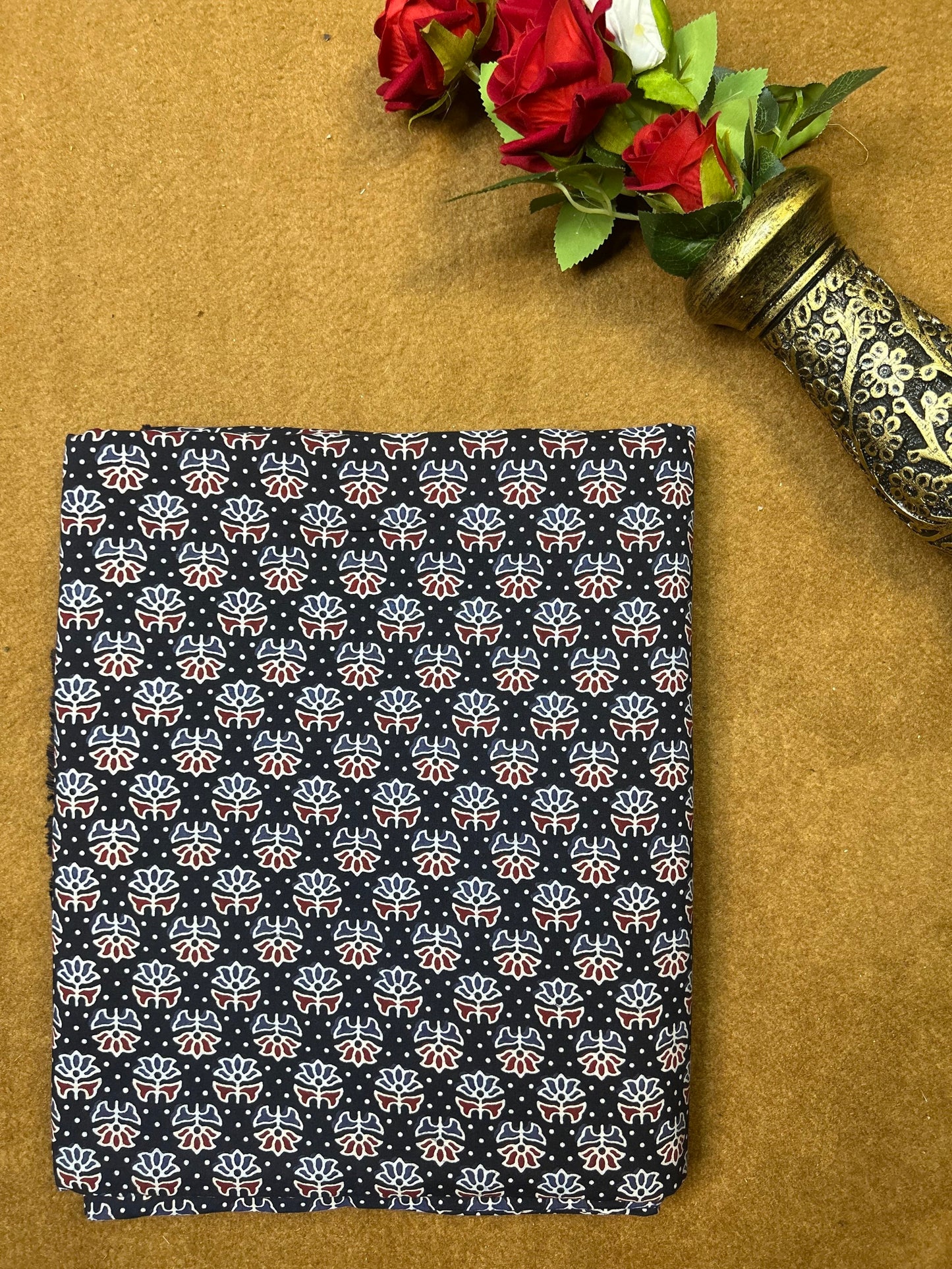 Semi Natural Hand-Block Printed Fabric