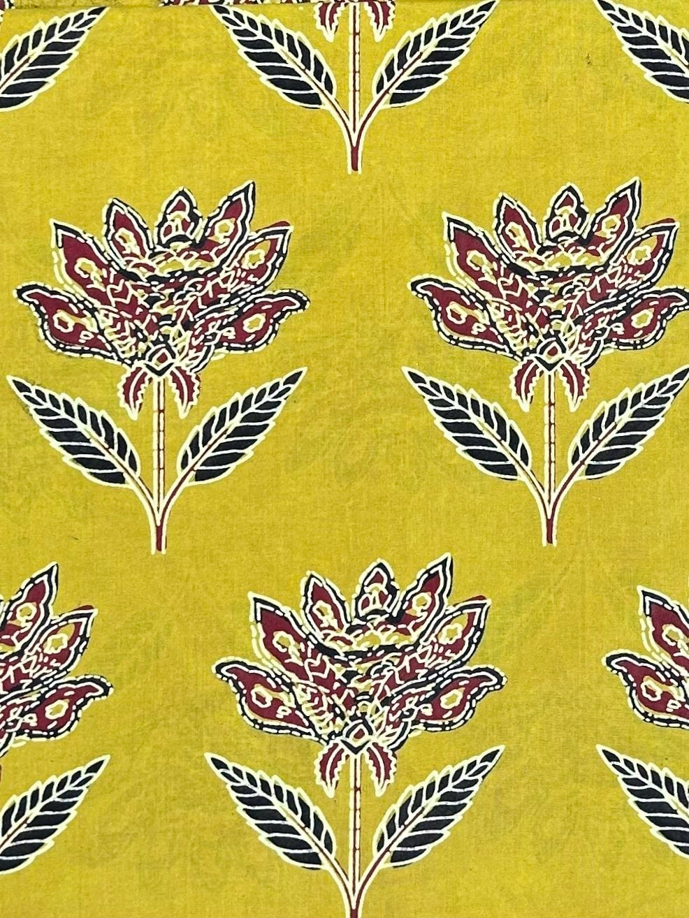 Semi Natural Hand-Block Printed Fabric