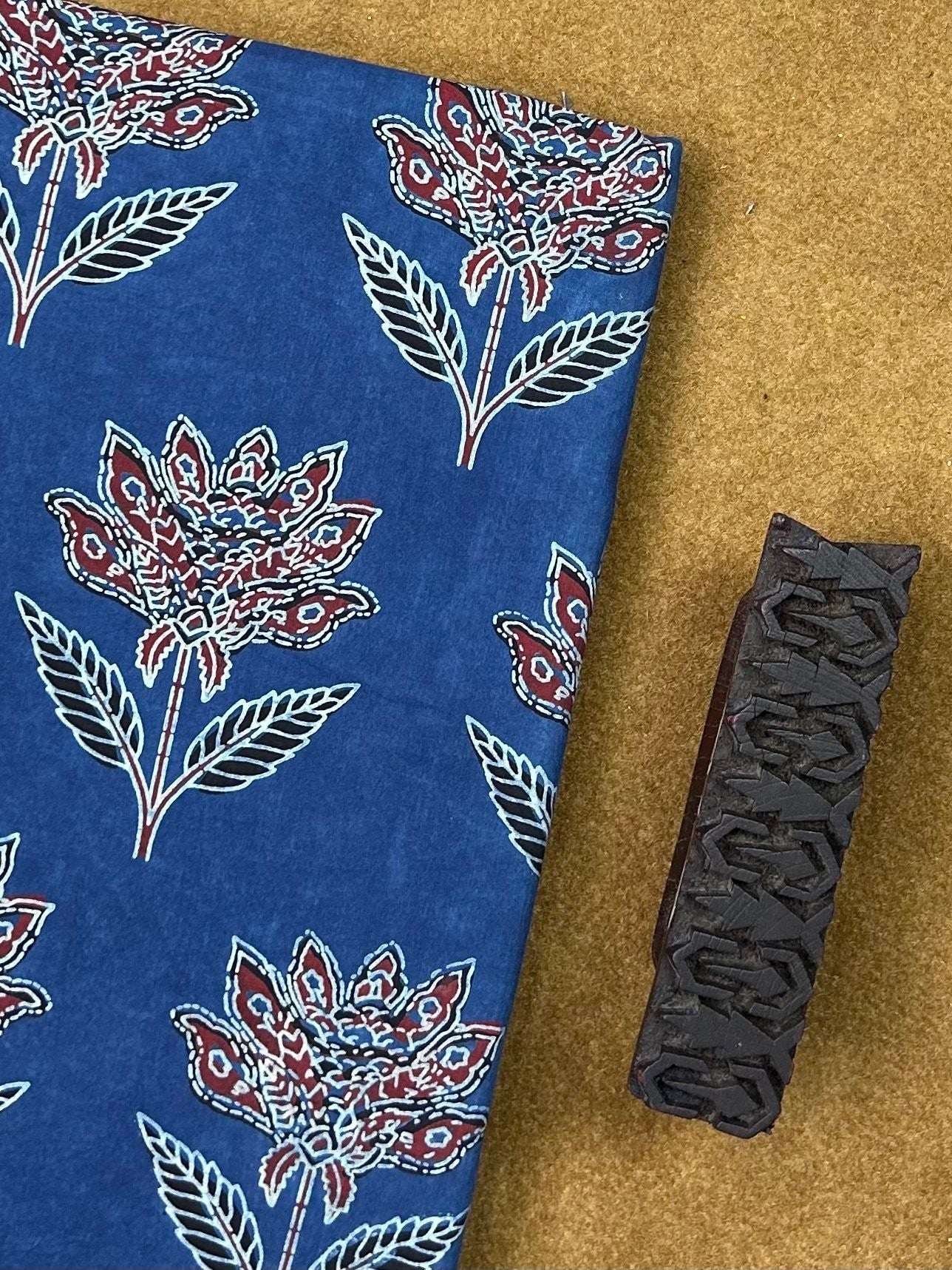 Semi Natural Hand-Block Printed Fabric