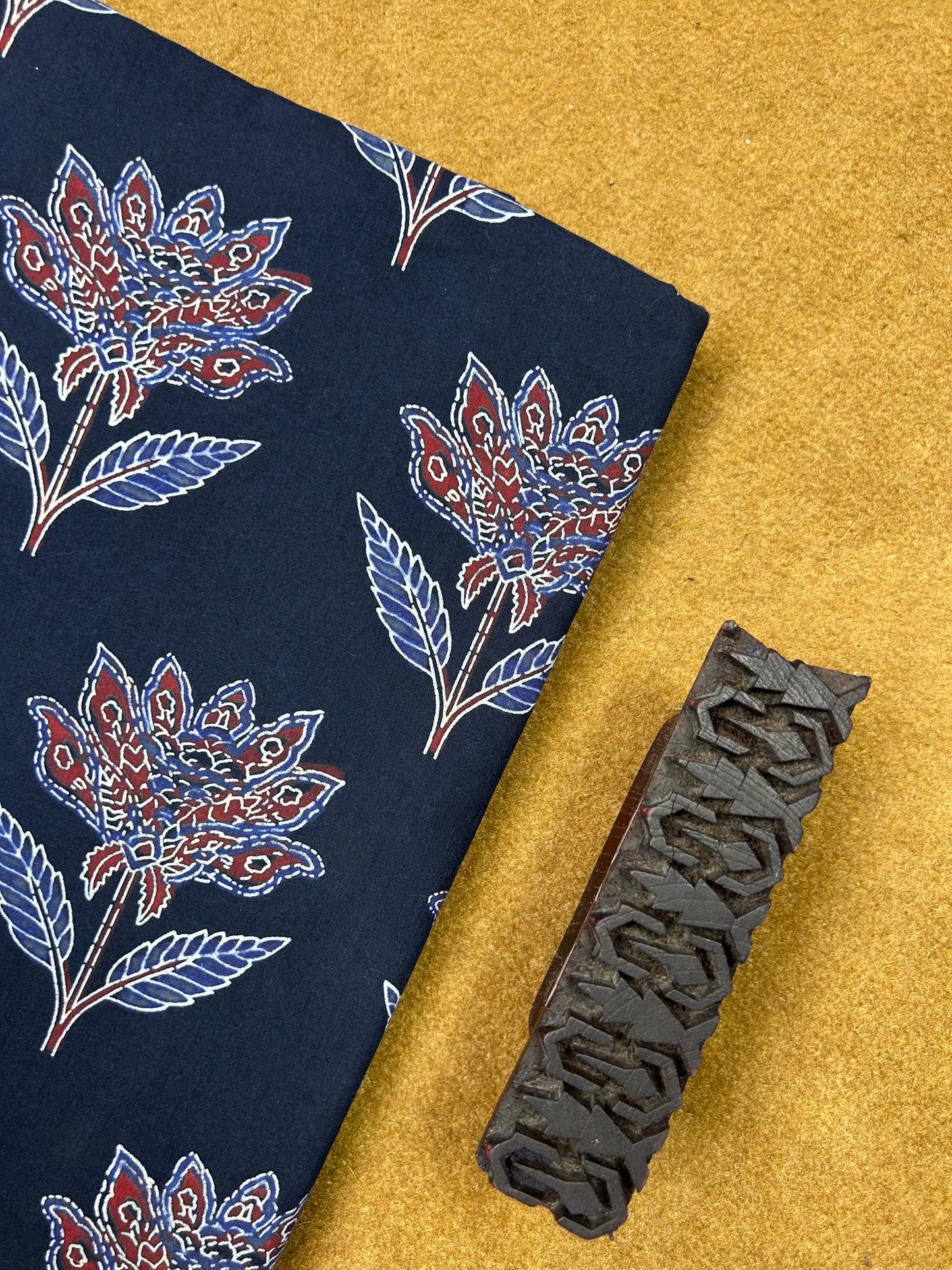 Semi Natural Hand-Block Printed Fabric